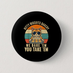 Kitty biscuits bakery funny cat sunglasses retro 6 cm round badge