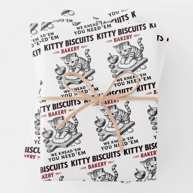 Kitty Biscuits Bakery Wrapping Paper Sheet (In situ)