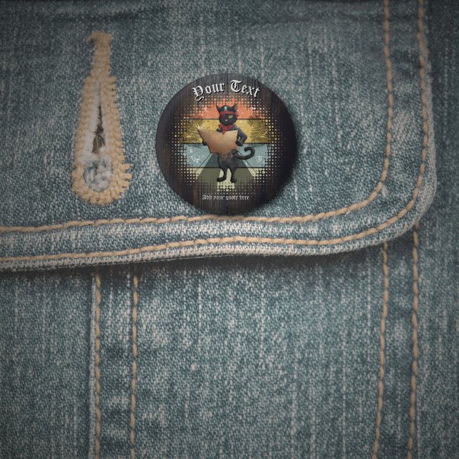 Kitty Buccaneer's Sunset Quest  3 Cm Round Badge (Kitty Buccaneer's Sunset Quest 1 Inch Round Button)