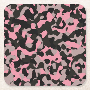 Kitty Camo Square Paper Coaster