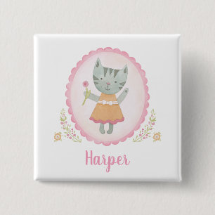 Kitty Cat 15 Cm Square Badge