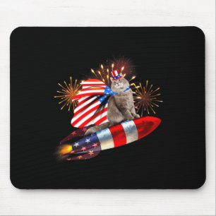Kitty Cat 4th Of July Rocket With Fireworks Usa Pa Mouse Pad