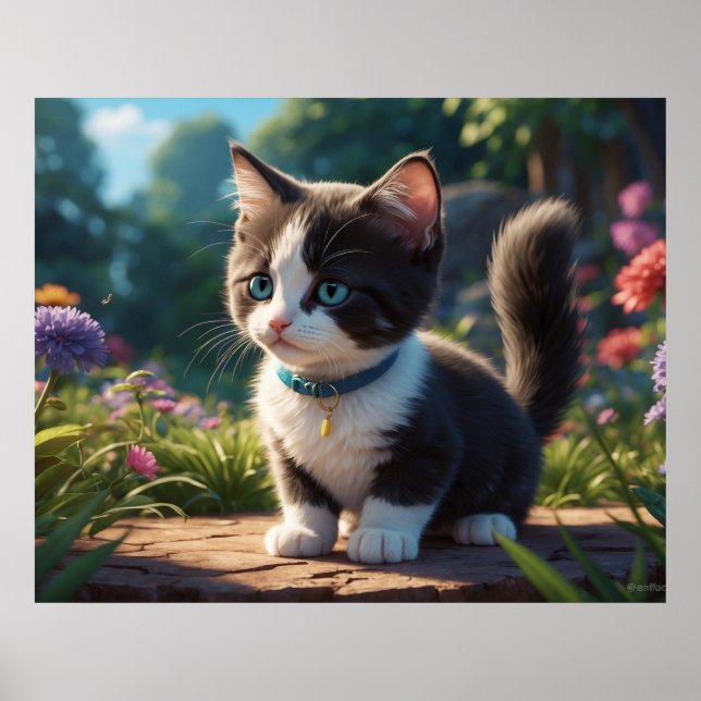 *~*  Kitty Cat 5:4  Kitten Blue Eyed Black Tuxedo Poster (Front)