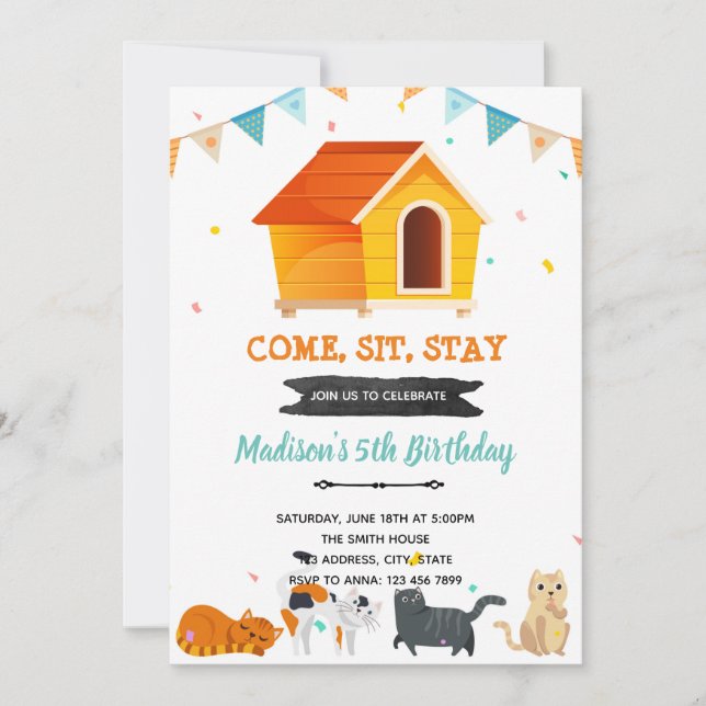 Kitty cat adoption party invitation (Front)