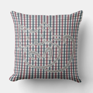 Kitty Cat and Plaid Cushion