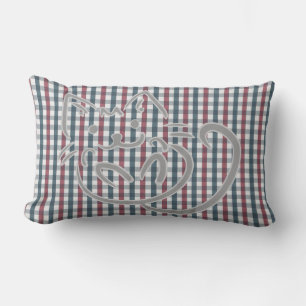 Kitty Cat and Plaid Pattern Lumbar Cushion