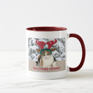 Kitty Cat & Antlers Merry Freakin Christmas Mug