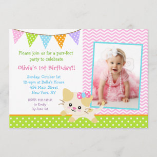 Kitty Cat Birthday Invitations