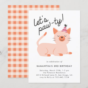 Kitty Cat Birthday Party Invitation