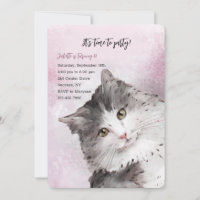 Kitty Cat Birthday Party Invitations