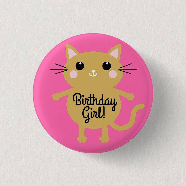 Kitty Cat Birthday Party Kids 3 Cm Round Badge (Front)