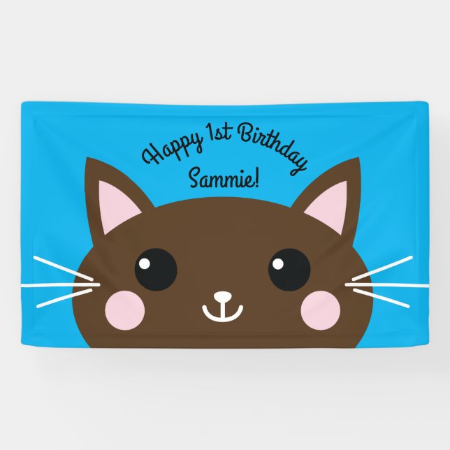 Kitty Cat Birthday Party Kids Banner (Horizontal)