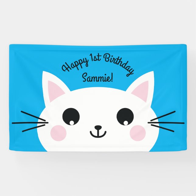 Kitty Cat Birthday Party Kids Banner (Horizontal)