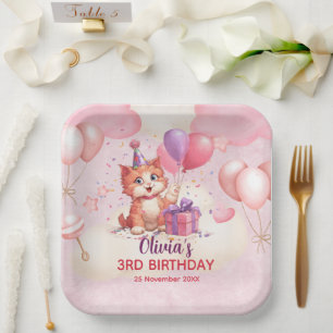 Kitty Cat Celebration Birthday Paper Plate