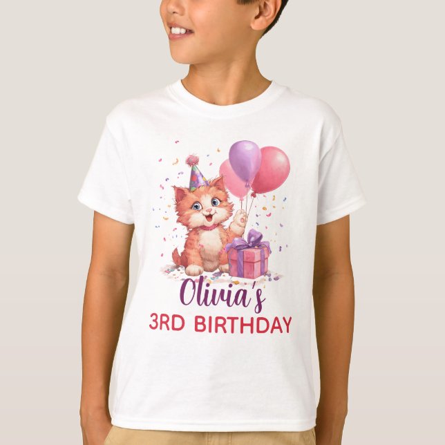 Kitty Cat Celebration Birthday T-Shirt (Front)