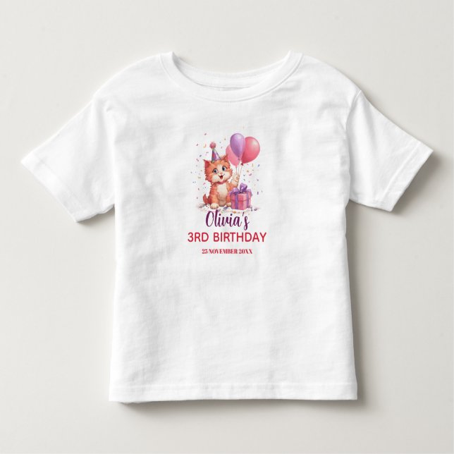Kitty Cat Celebration Birthday  Toddler T-Shirt (Front)