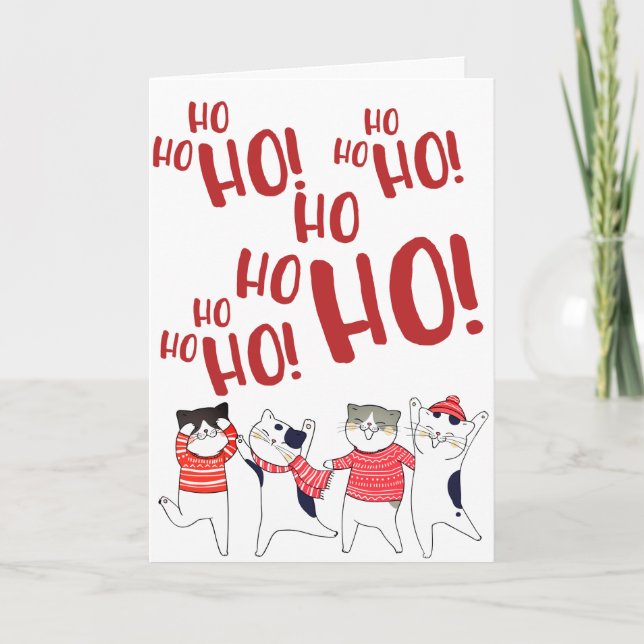 Kitty Cat Christmas Holiday Greeting Card (Front)
