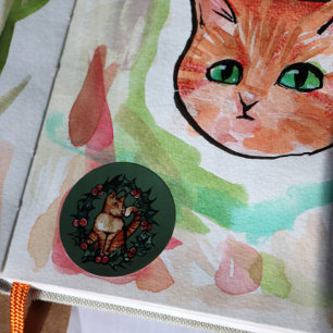 Kitty Cat Christmas Xmas Holidays Cats             Classic Round Sticker