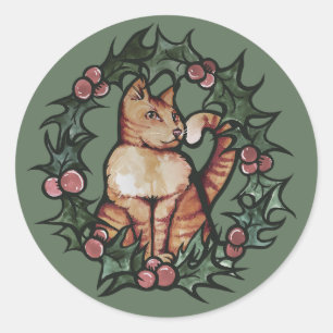 Kitty Cat Christmas Xmas Holidays Cats             Classic Round Sticker