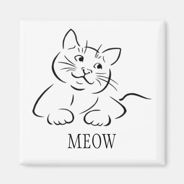 Kitty Cat Clipart | Customise Text | Custom Colour Magnet (Front)