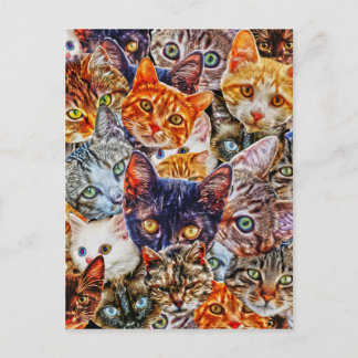 Kitty Cat Collage Postcard