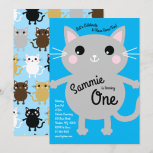 Kitty Cat Cute Kid's Birthday Party Invitation