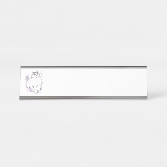 Kitty Cat Desk Name Plate (Front)