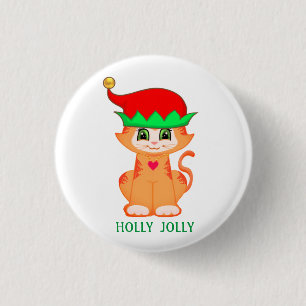 Kitty Cat Elf Christmas 3 Cm Round Badge