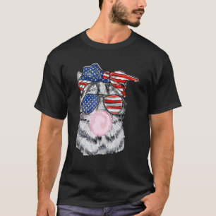 Kitty Cat Face Usa Sunglasses Bubblegum 4th Of Jul T-Shirt