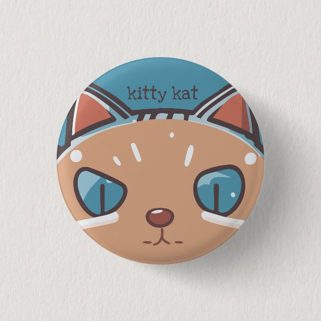 Kitty Cat Faced 3 Cm Round Badge (Front)
