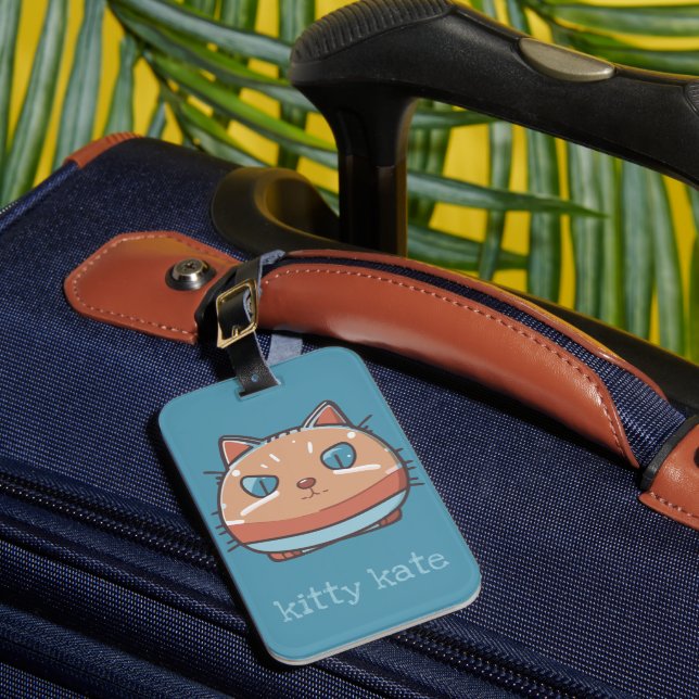 Kitty Cat Faced Luggage Tag (Front Insitu 1)