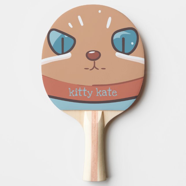 Kitty Cat Faced Ping Pong Paddle (Front)