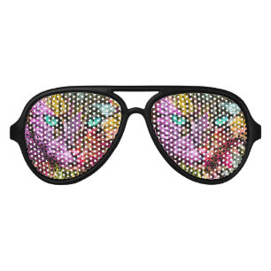 Kitty Cat Fall Leaves Colourful Artsy Design Aviator Sunglasses