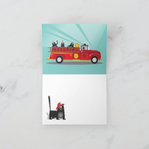 Kitty cat Firetruck Birthday Party Thank you Note