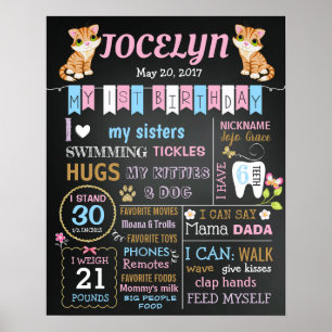 Kitty Cat First 1st Birthday party chalkboard sign
