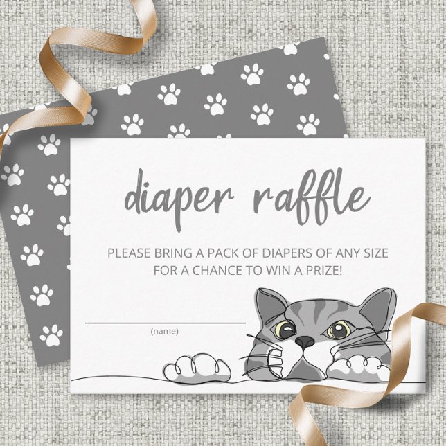 Kitty Cat Gender Neutral diaper raffle ticket Enclosure Card (Creator Uploaded)
