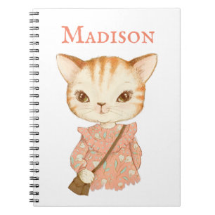 Kitty Cat Girly Vintage Cute Name Personalized Notebook
