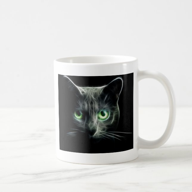 Kitty cat glowing green eyes coffee mug (Right)