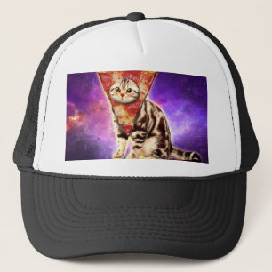 Kitty cat head pizza trucker hat