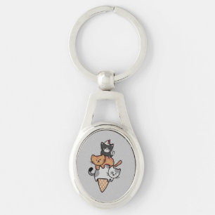 Kitty Cat Ice Cream Cone Keychain
