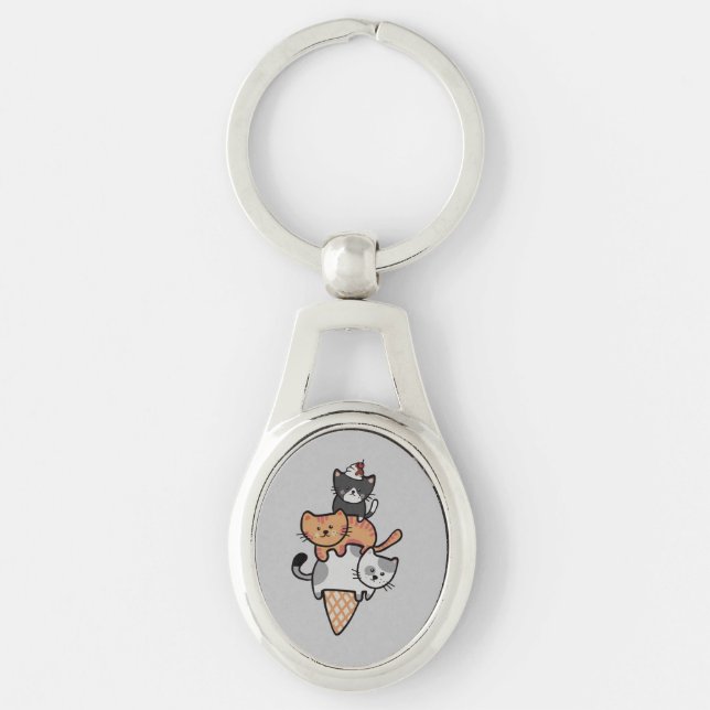 Kitty Cat Ice Cream Cone Keychain (Front)
