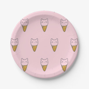 Kitty cat icecream cone party plates