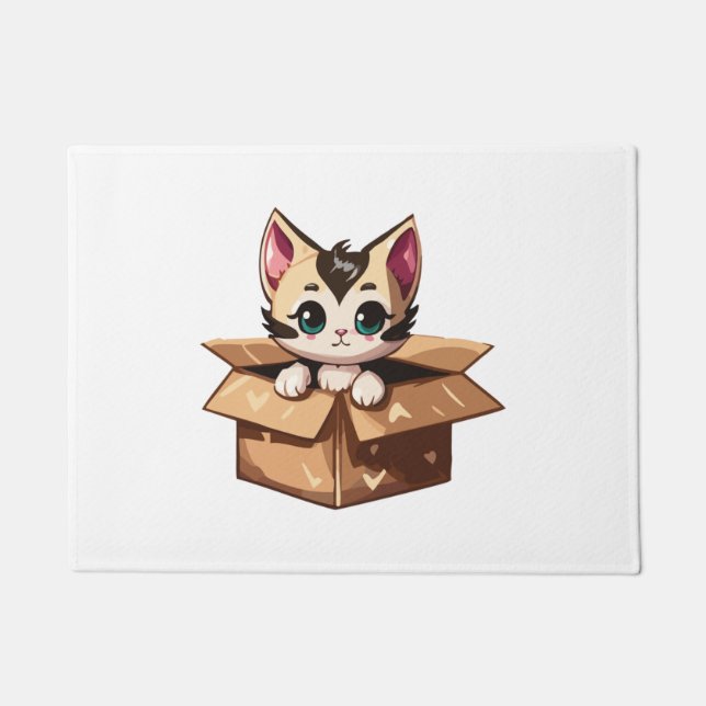 Kitty cat in a box2 doormat (Front)