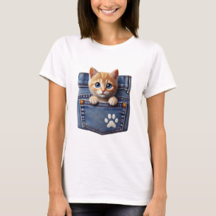 Kitty Cat Inside the Denim Pocket Women’s T-Shirt