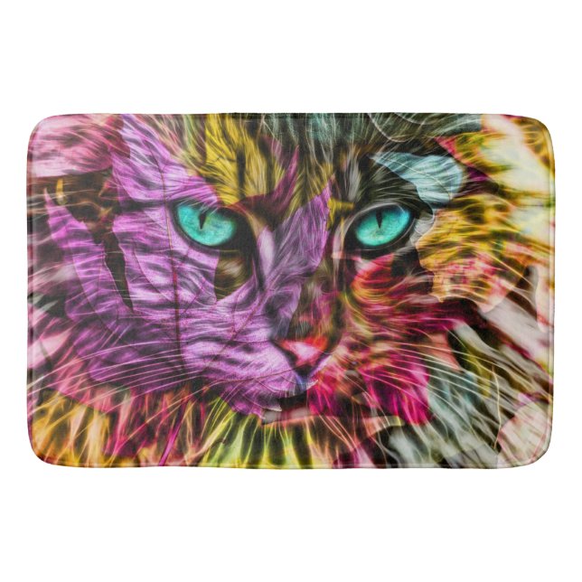 Kitty Cat Kitten Artsy Design Bath Mat (Front)
