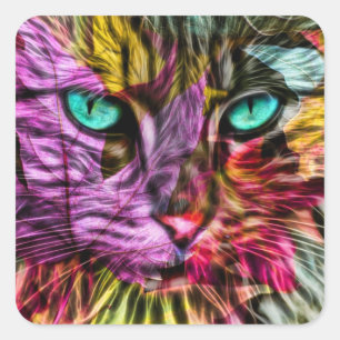 Kitty Cat Kitten Artsy Design Square Sticker