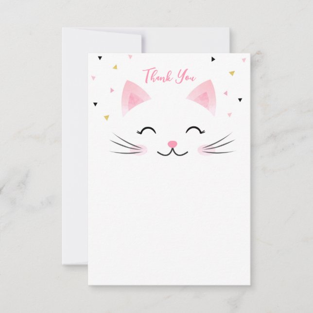 Kitty Cat Kitten Birthday blank Thank You Cards (Front)