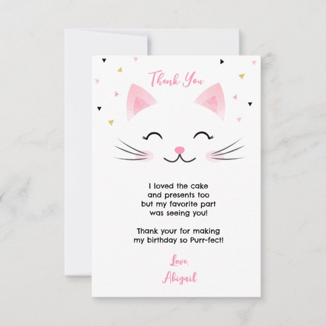 Kitty Cat Kitten Birthday Thank You Cards (Front)