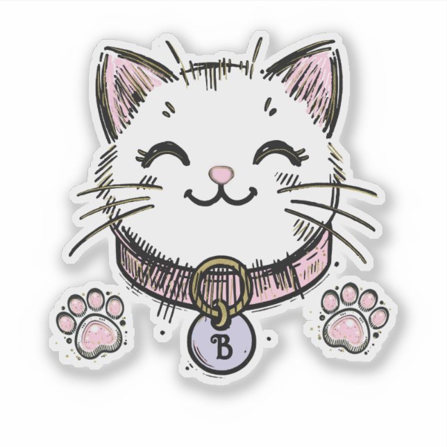 Kitty Cat Kitten Pink Purple Gold Birthday Party  (Front)