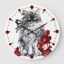 KITTY CAT,KITTEN WITH RED ROSES,Black White